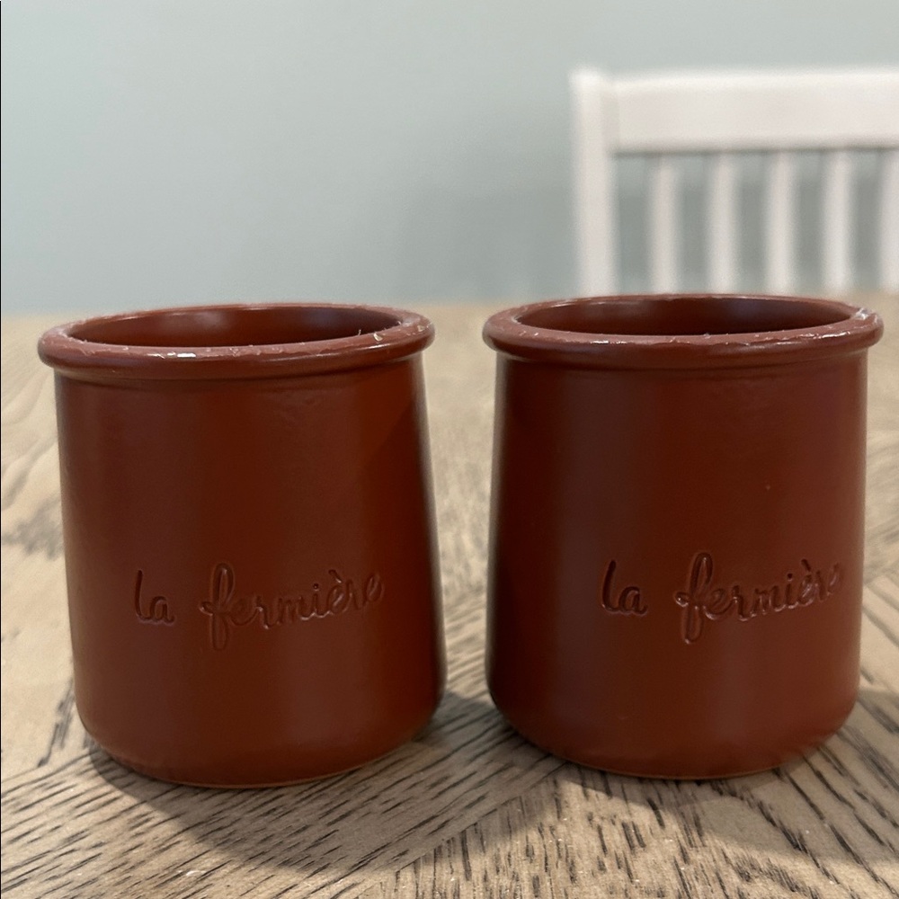 La Fermière Brown Terracotta Yogurt Pots Set of 2